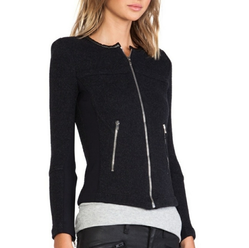 IRO Black Zip-Front Textured Blazer